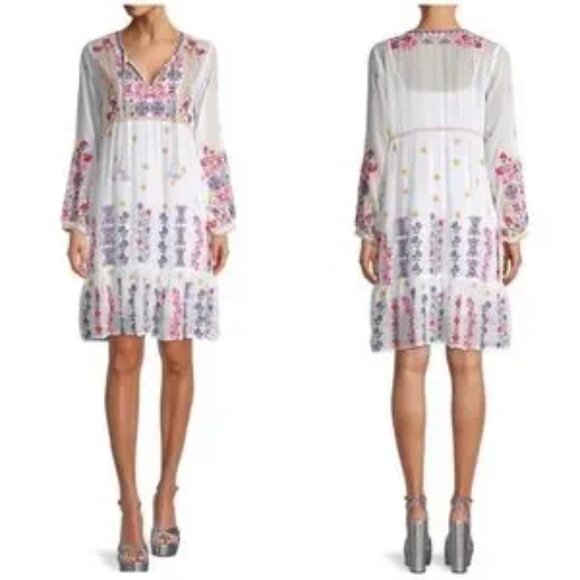 Exquisite Johnny Was "Daisy" Embroidered Dress Long‎ Sleeve W/Slip Sz S - NWT - Picture 1 of 11